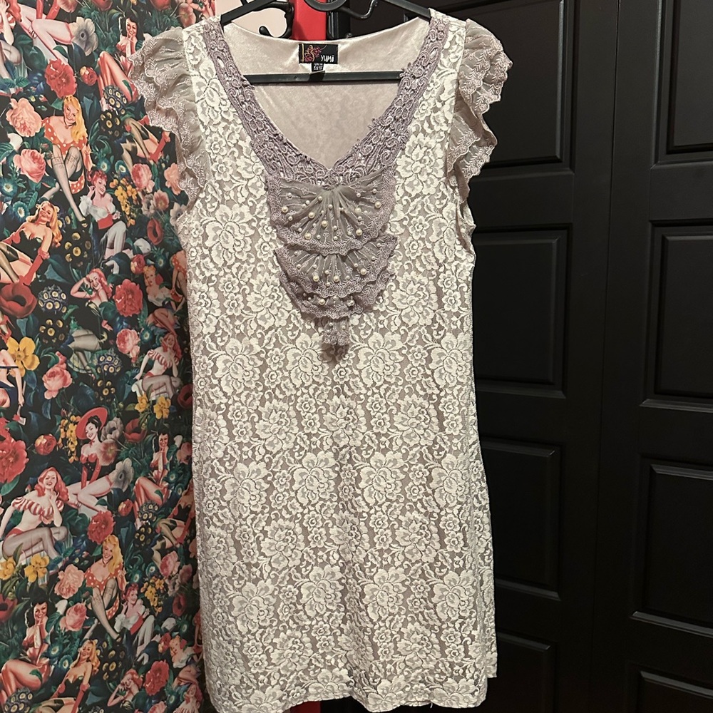 Lace Dress with Ruffle Detail